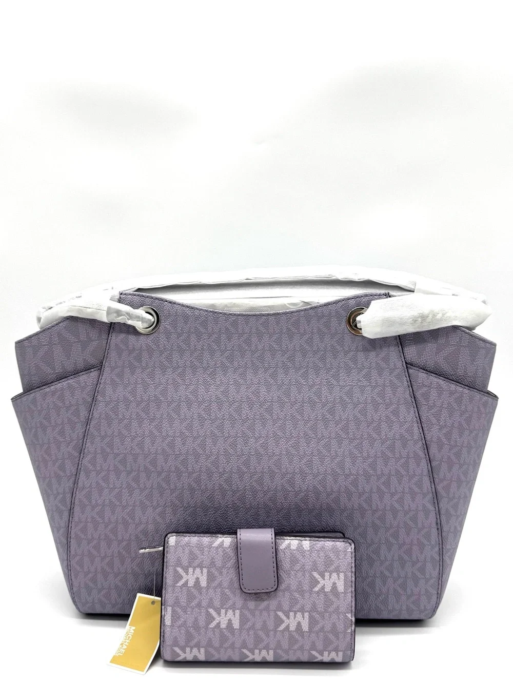 Michael Kors Large Signature Logo Shoulder Bag w Matching Bifold Wallet - Lilac